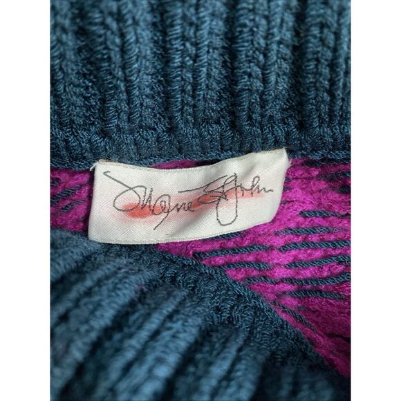 NWT Vintage St John Sweater Pullover Knit Wool Teal Fuchsia Purple Long … - Picture 8 of 9